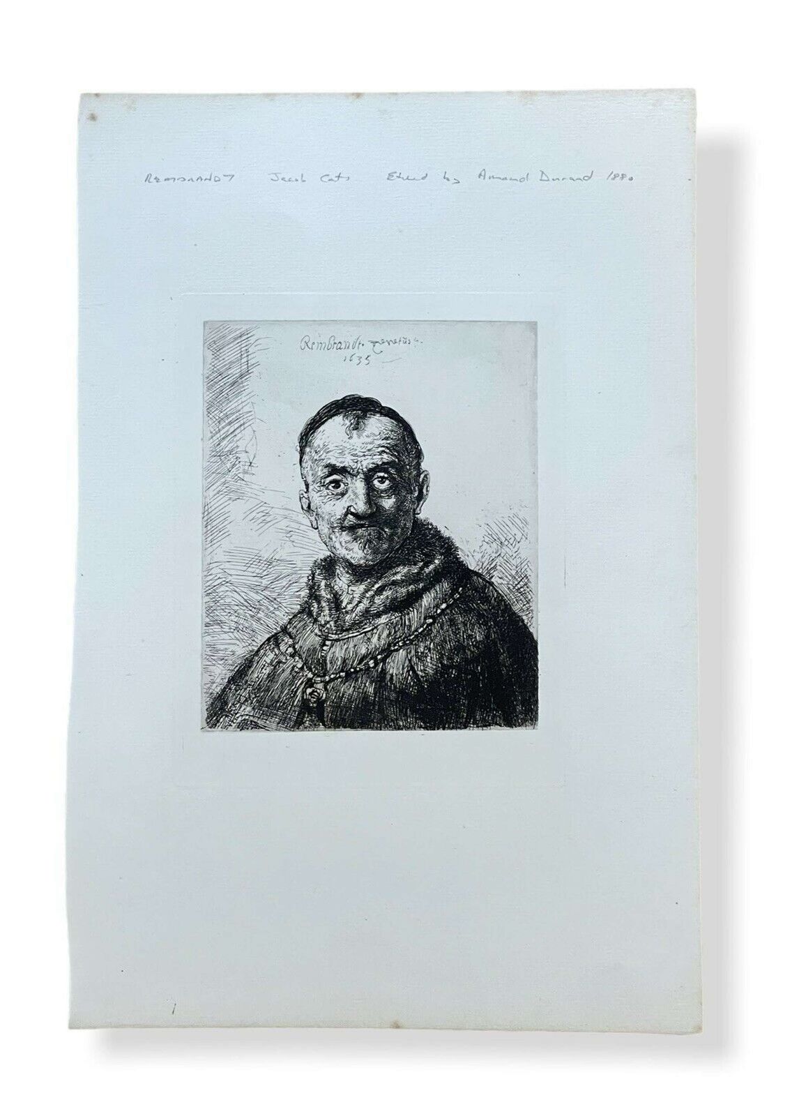 Rembrandt 19th Century Etching “Portriat Of Jacob Cats photo Art