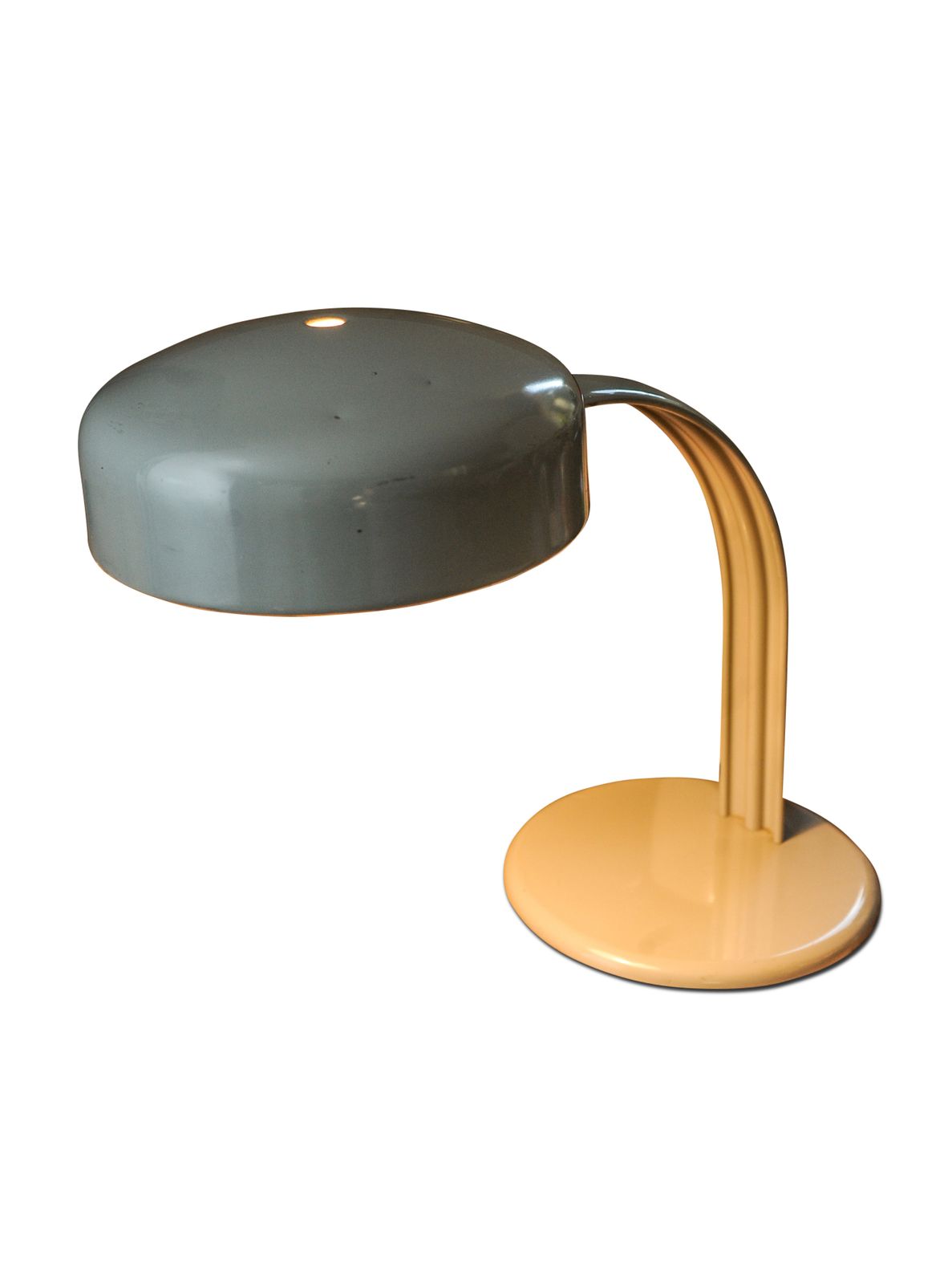 Mid Century Grey Curved Aluminium Desk Lamp With Ebonised Rear Toggle Switch Italian 1960's Ol photo furniture