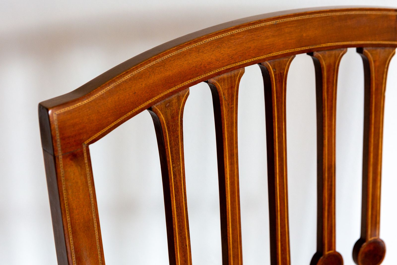 Fine English Regency Sheraton Revival Antique Mahogany Inlaid Armchair photo for sale