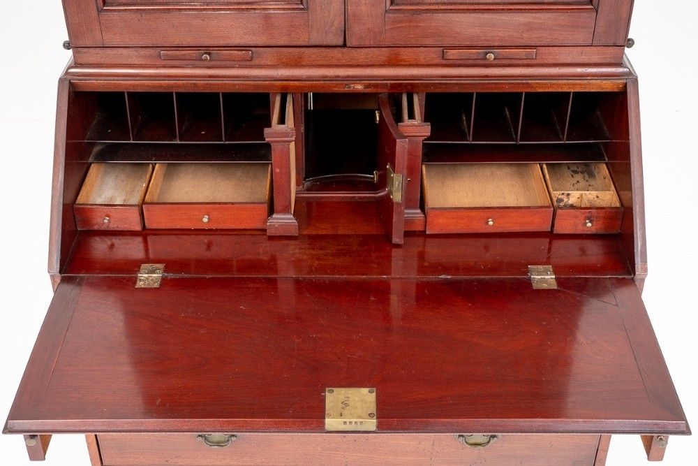 Furniture Georgian Bureau Bookcase Mahogany Antique photo