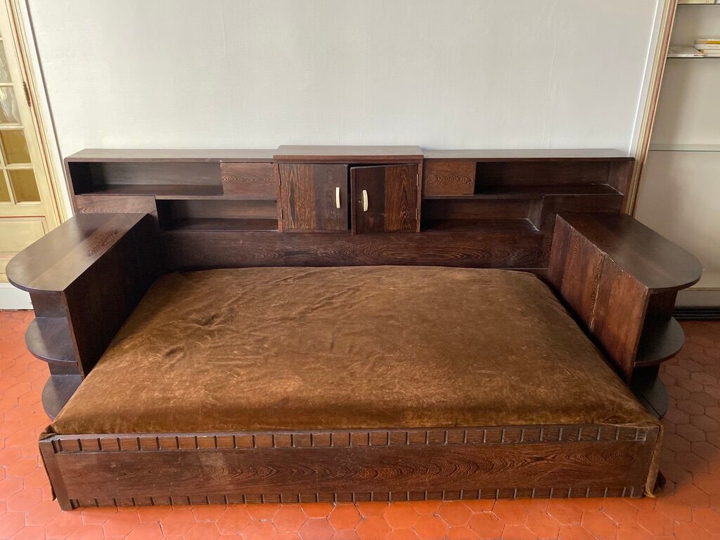 Art Deco Daybed In Palm Wood 1930 photo Furniture