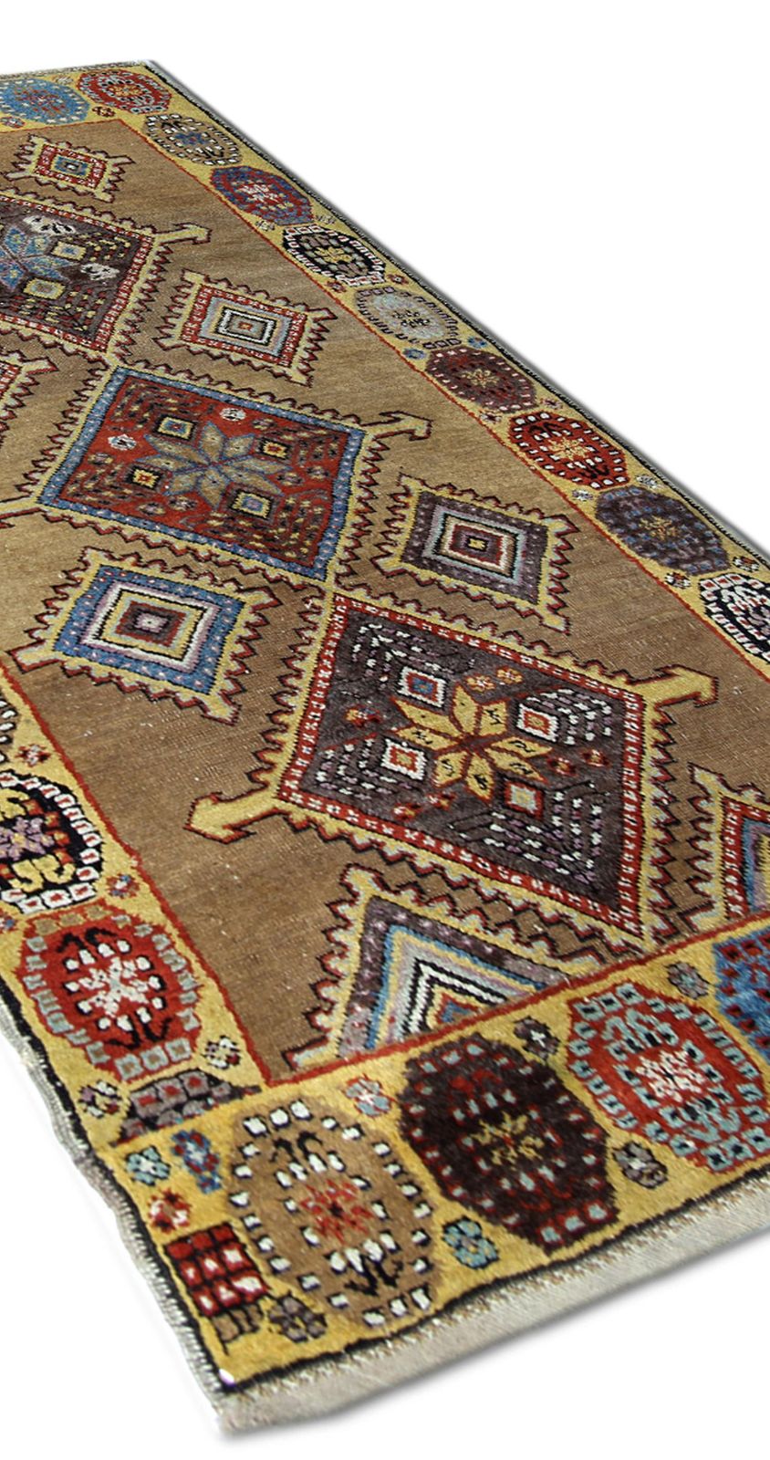 Gold Handmade Carpet Oriental Geometric Rug Tribal Living Room Rug 102x210cm photo furniture