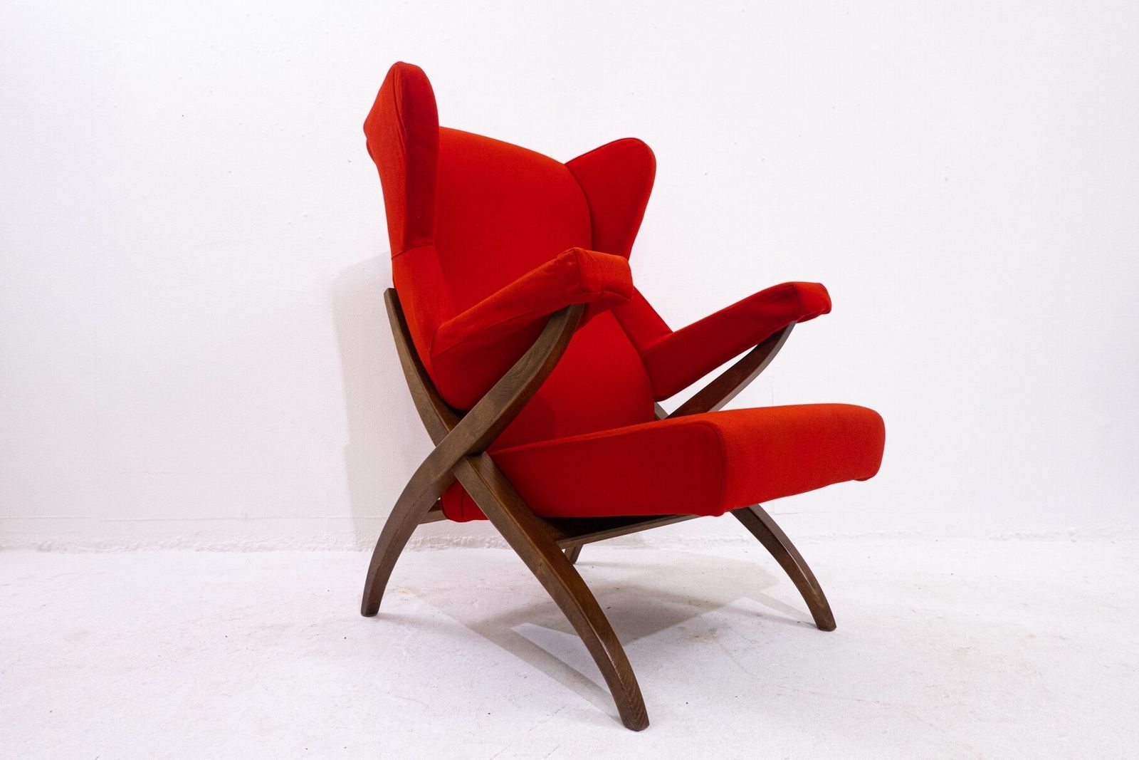 Red Mid Century Modern "Fiorenza" Armchair By Franco Albini For Arflex