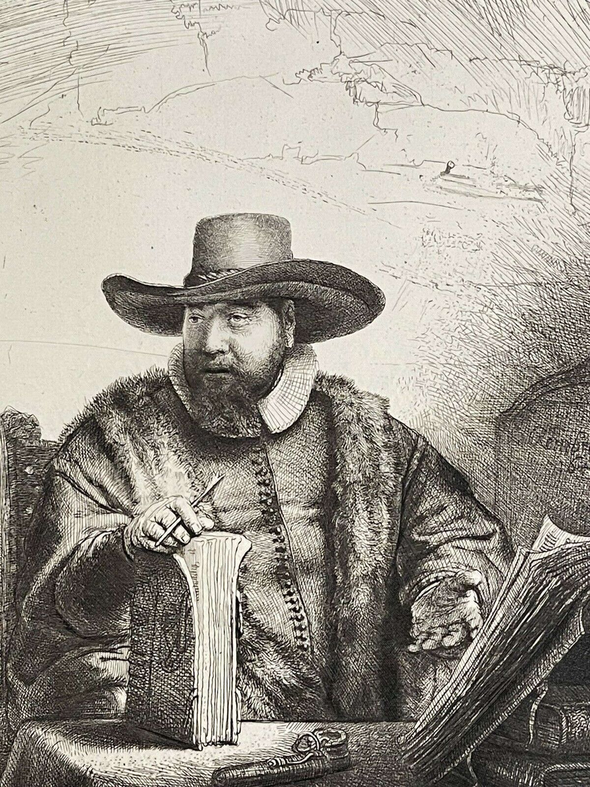 Cornelis Claesz Anslo, Mennonite Preacher 1886 Etching After Rembrandt
