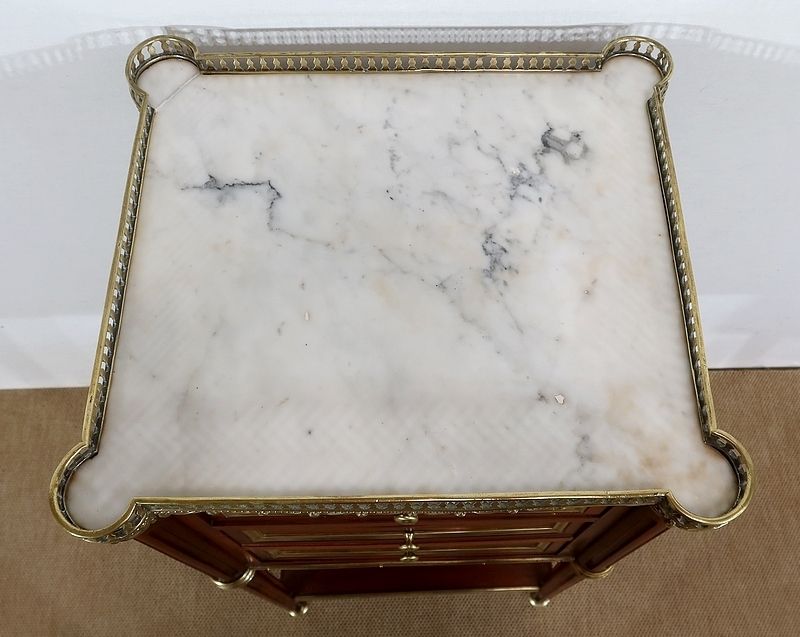 Small Middle Cabinet In Solid Mahogany And Marble, Louis XVI Style   Period 1900 photo vinterior
