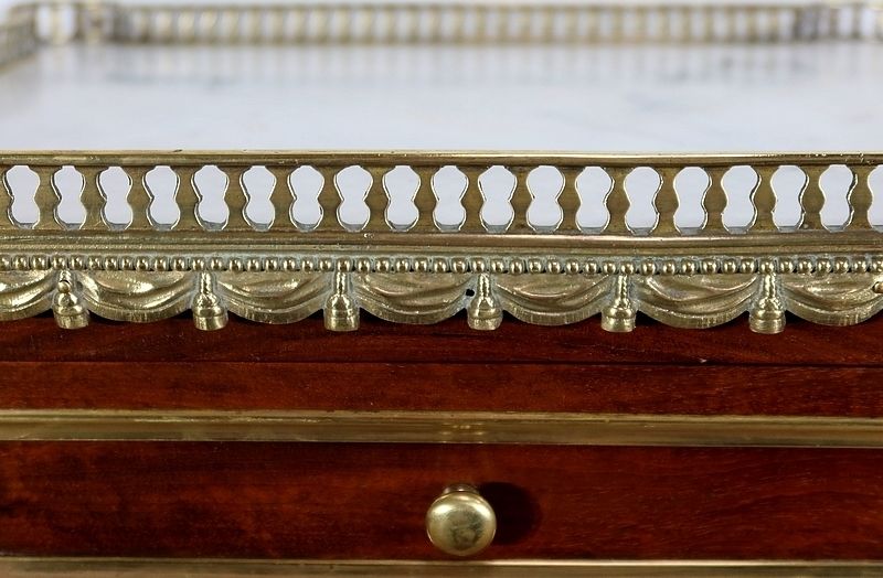 photo furniture Small Middle Cabinet In Solid Mahogany And Marble, Louis XVI Style   Period 1900