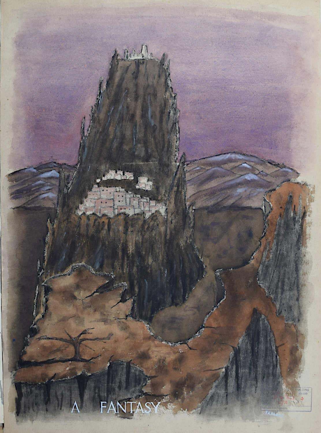 V A Hards Design For Architectural Fantasy Architectural Drawing Mid Century Modern C. 1950