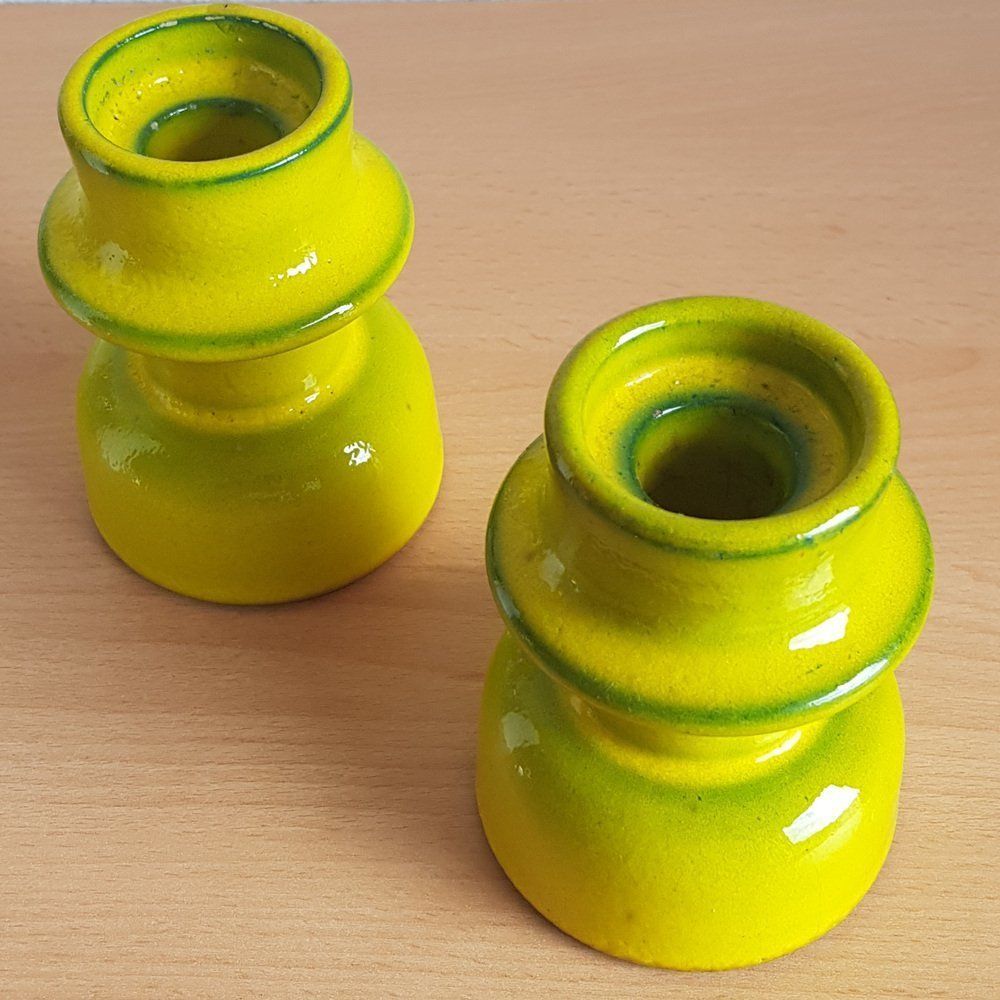 Scandinavian Space Age Ceramic Candleholders, 1970s, Set Of 2 photo furniture