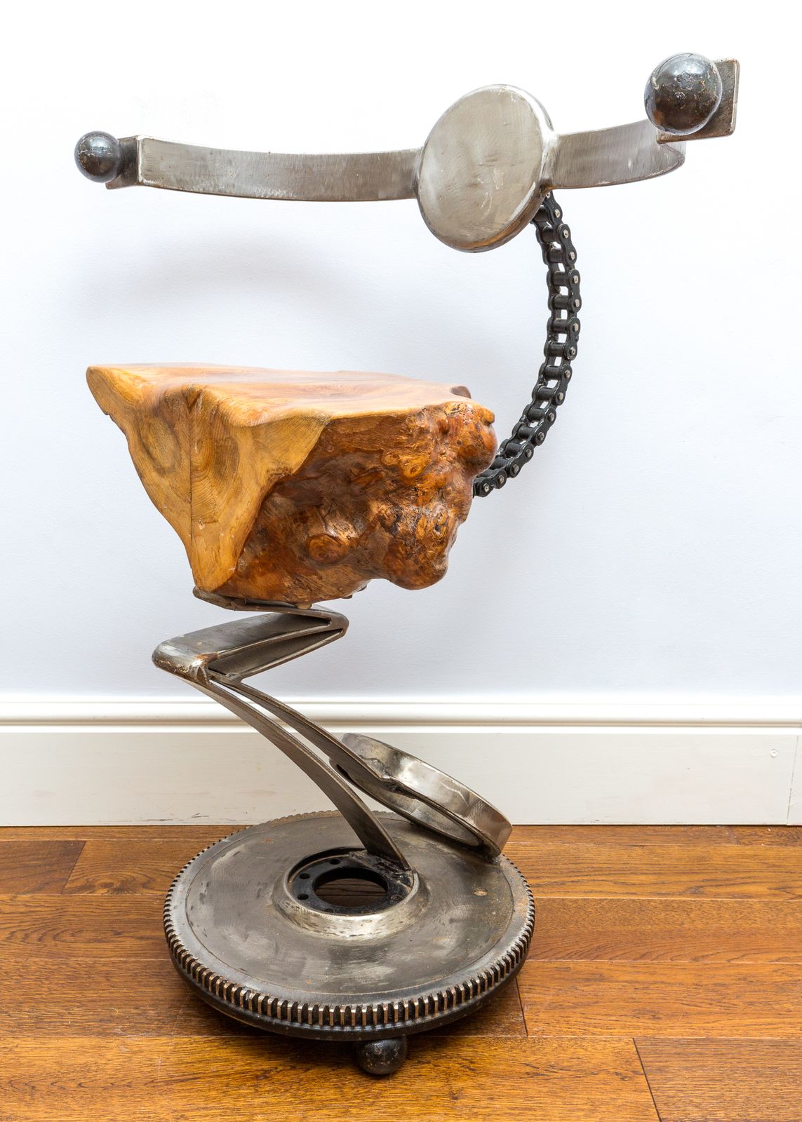 Sculptural Barstool Mechanical Industrial Brutalist Salvaged Steampunk Statement Chair Mancave photo 1500.0