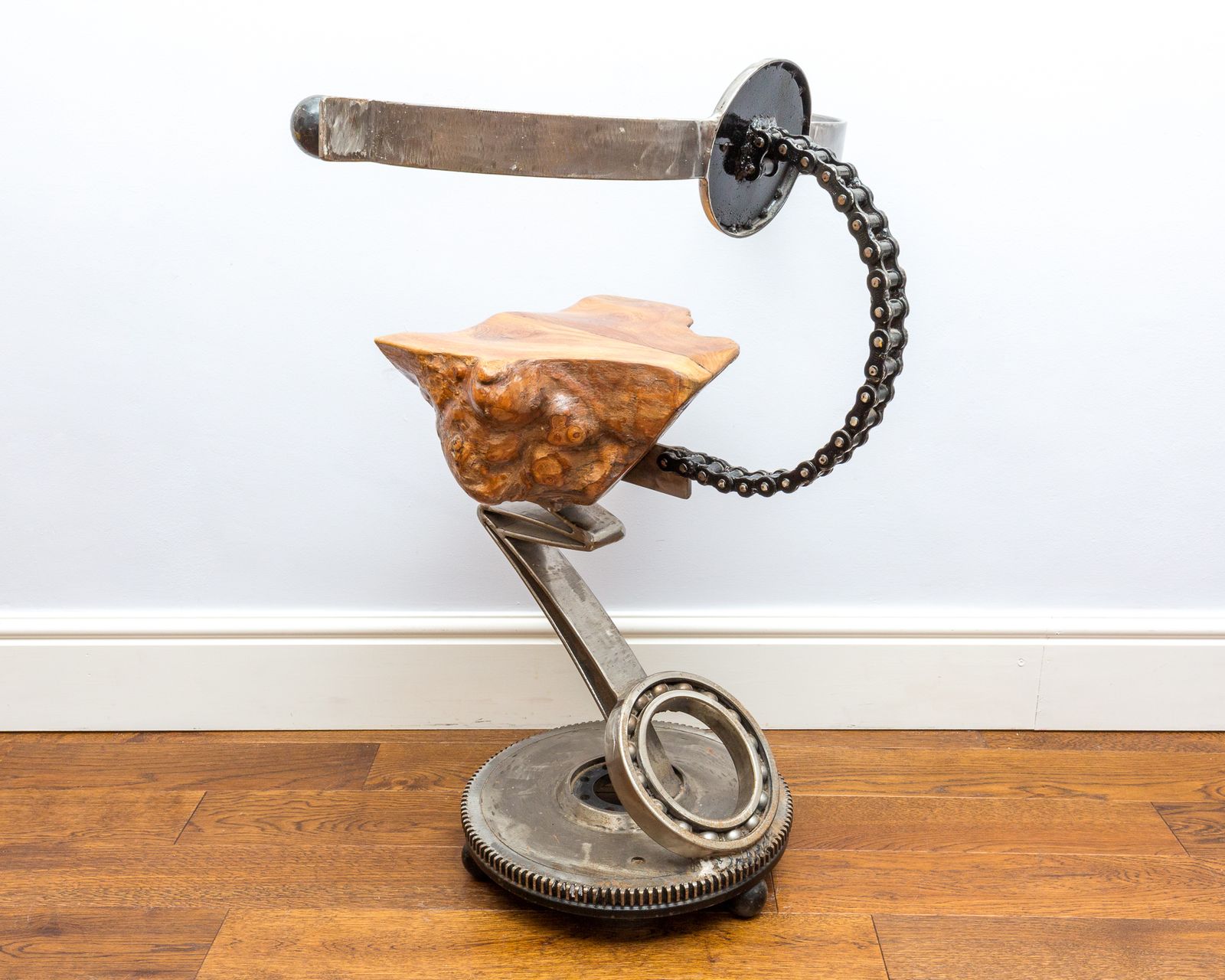 Sculptural Barstool Mechanical Industrial Brutalist Salvaged Steampunk Statement Chair Mancave photo vinterior