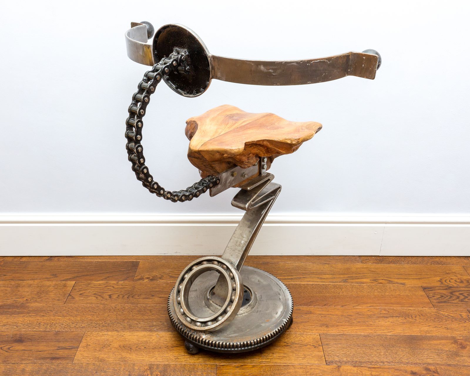 photo buy Sculptural Barstool Mechanical Industrial Brutalist Salvaged Steampunk Statement Chair Mancave