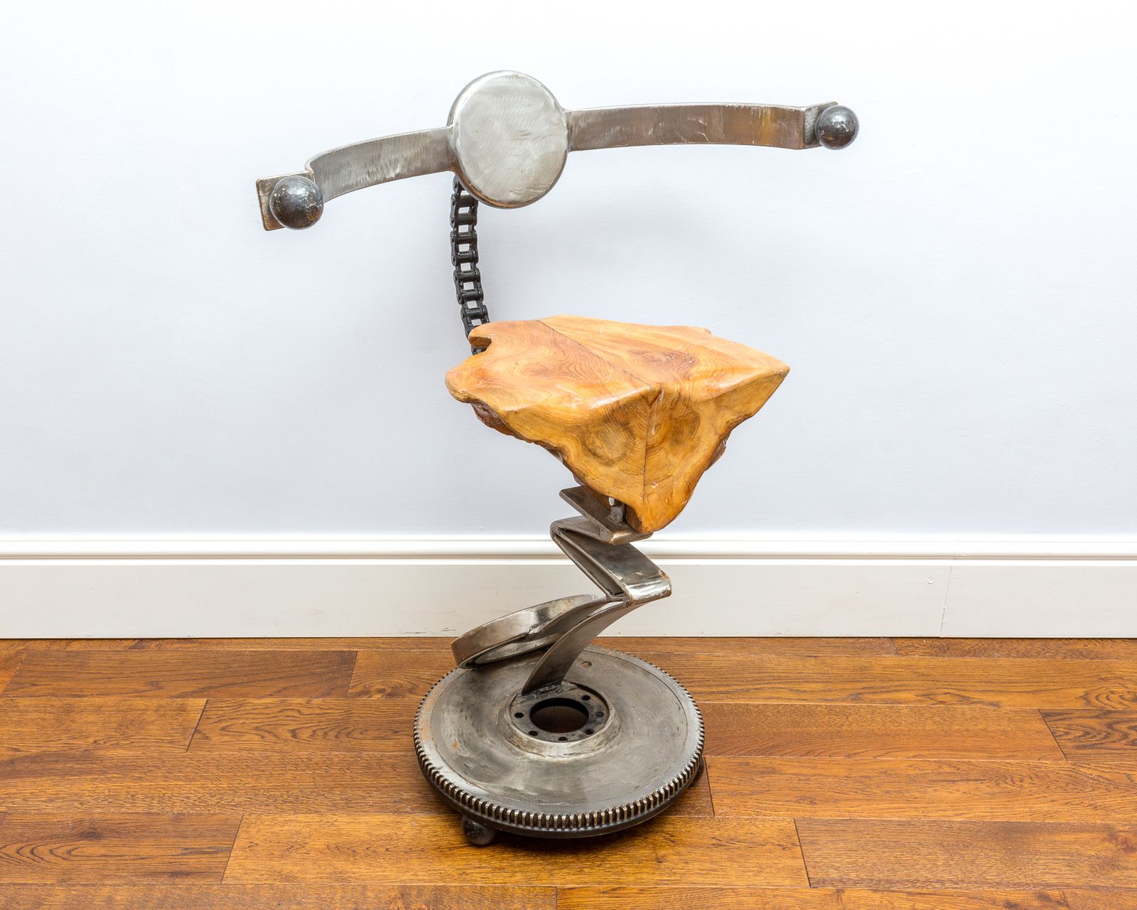 Furniture Sculptural Barstool Mechanical Industrial Brutalist Salvaged Steampunk Statement Chair Mancave photo