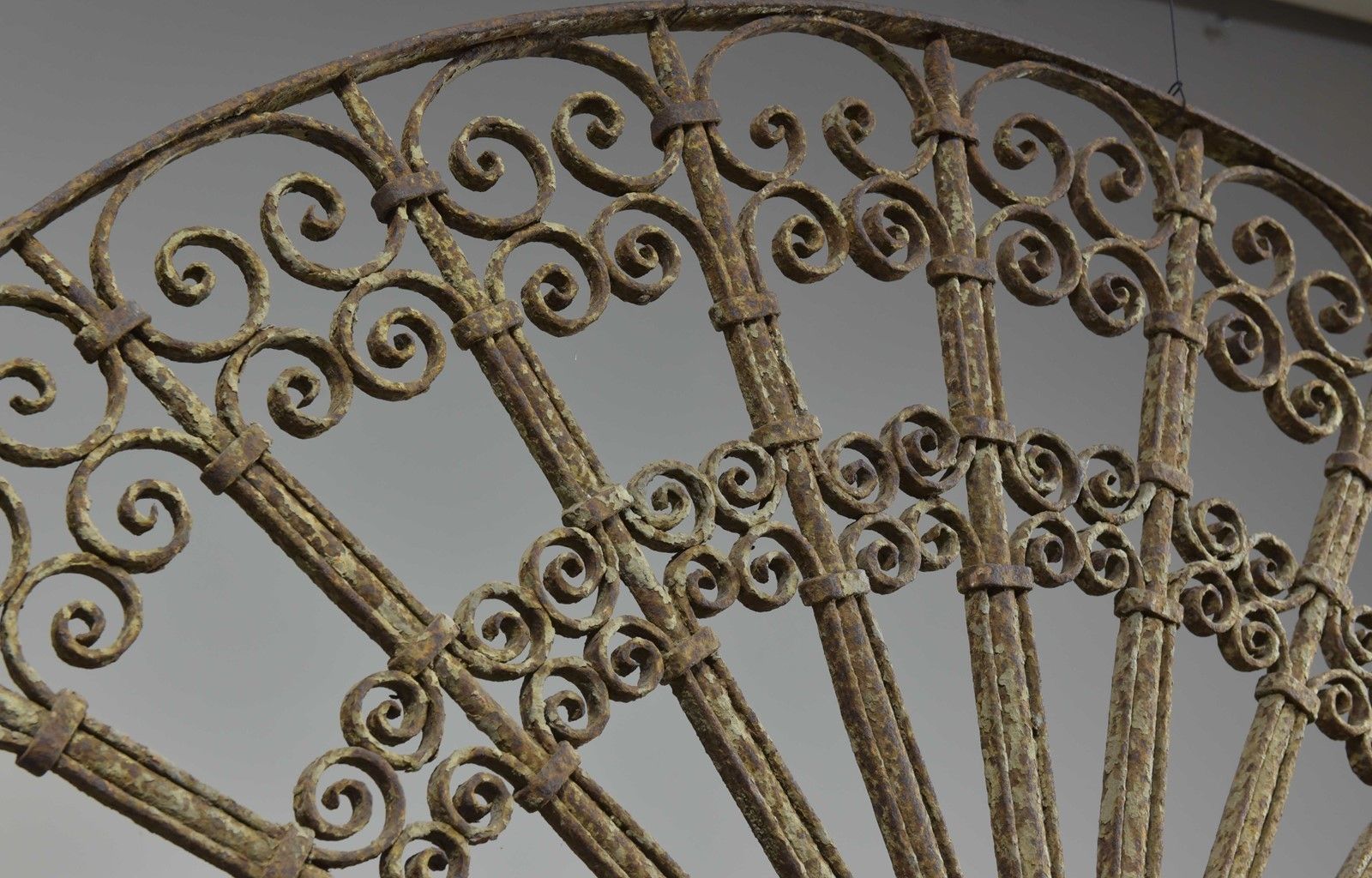 Antique Wrought Iron Demilune Overdoor Grill photo buy