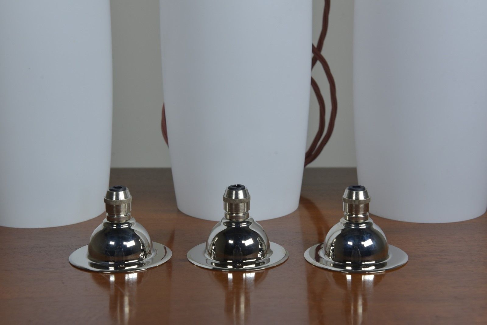 Trio Opal Glass Shades   Silvered Brass Fittings photo buy