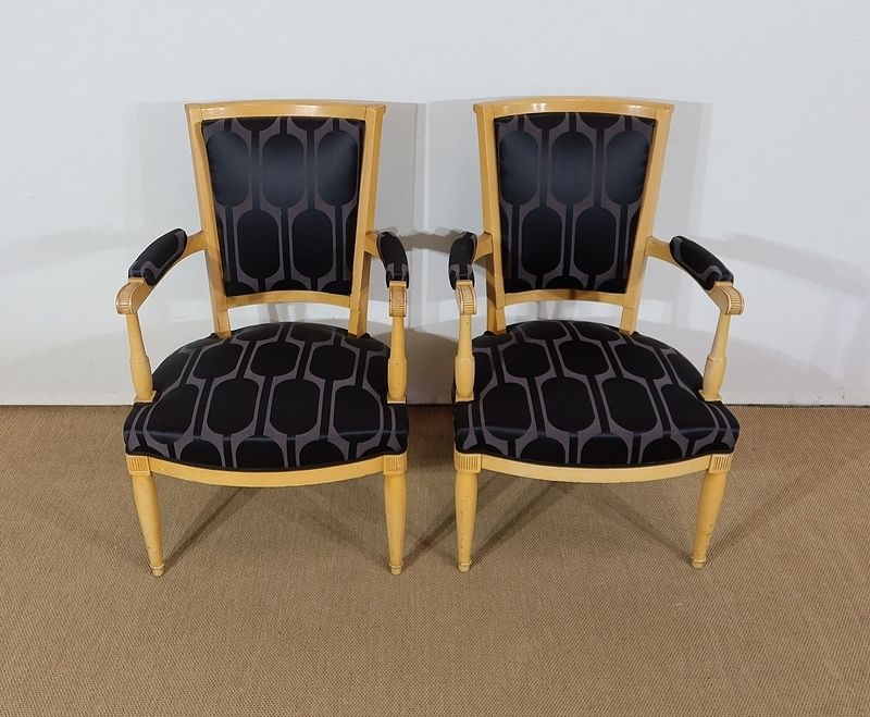 Pair Of Armchairs In Solid Sycamore, Directoire Taste   1940 photo furniture
