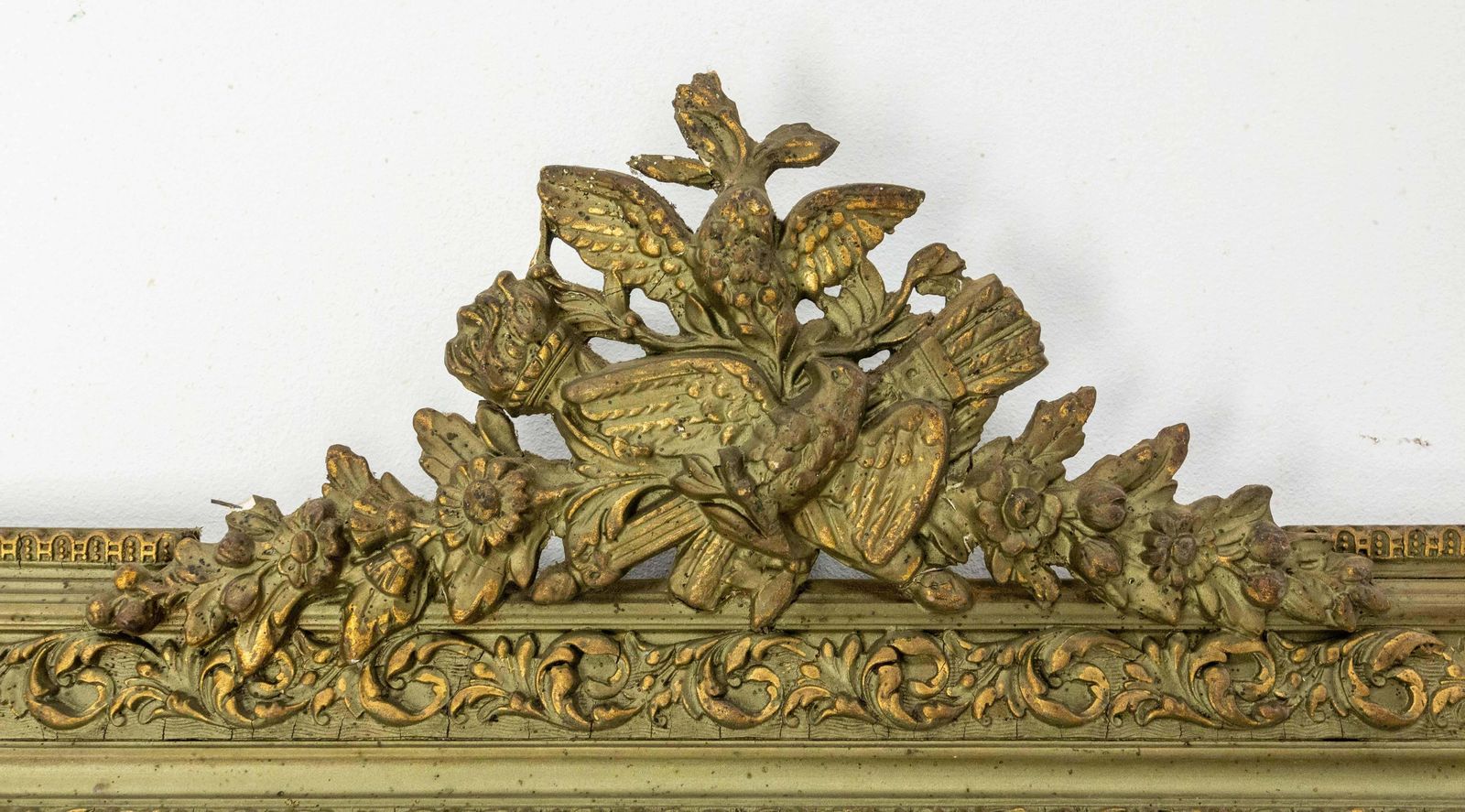 French Stucco Mirror With Bronze Patina Vegetal Patterns, Napoleon III C. 1890 photo Home Decor
