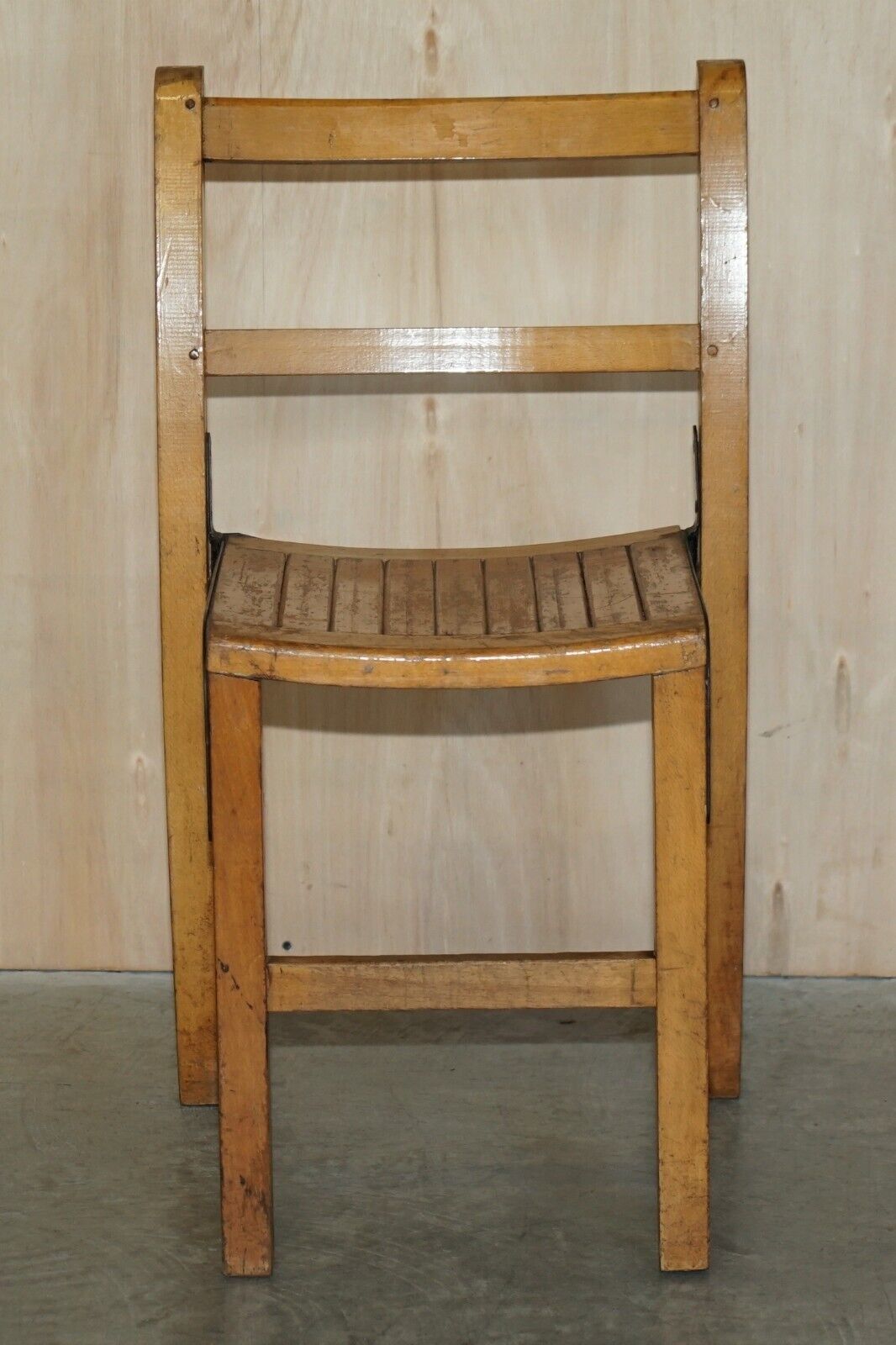 Nice Vintage Set Of Circa 1930's English Oak Stacking Chairs With Period Finish photo vintage