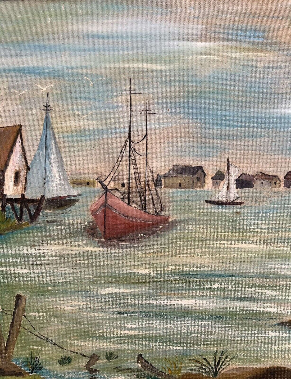 Original Oil Painting By Finbarr Lynch 1969 Scandinavian Coast photo 60.0