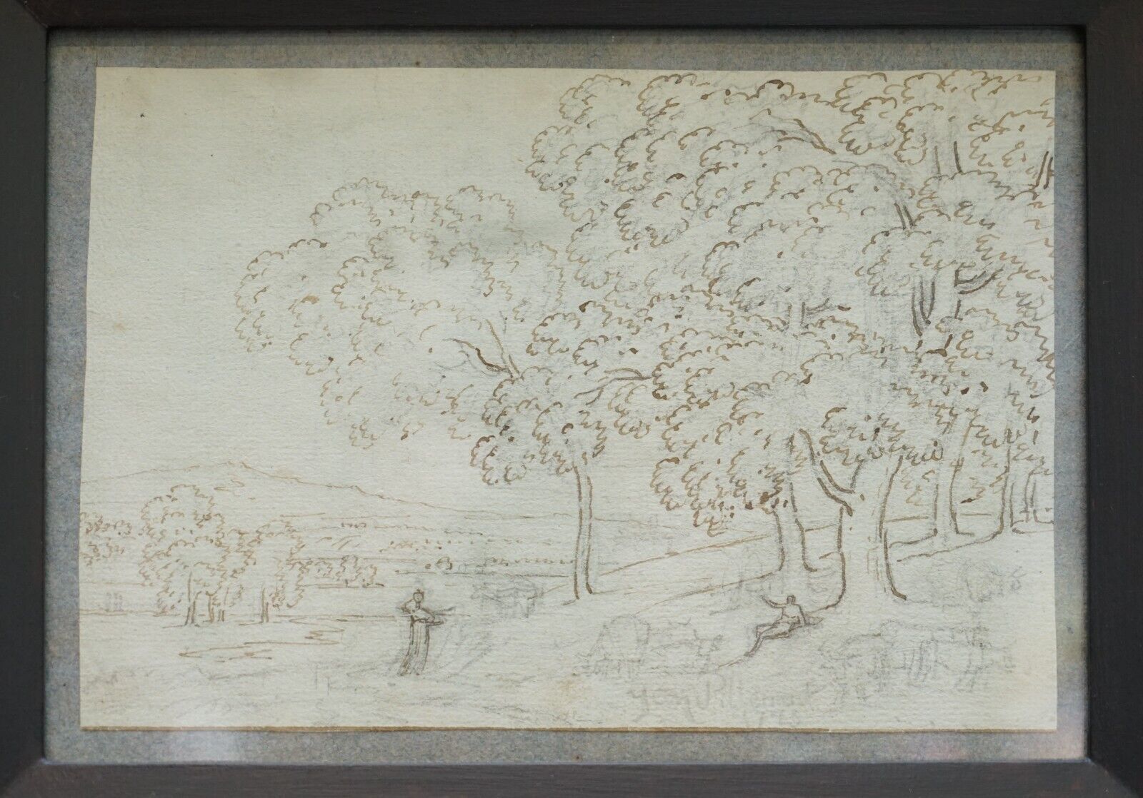 Very Fine Circa 1750 French School Study Of A Classical Landscape Graphite & Pen photo furniture