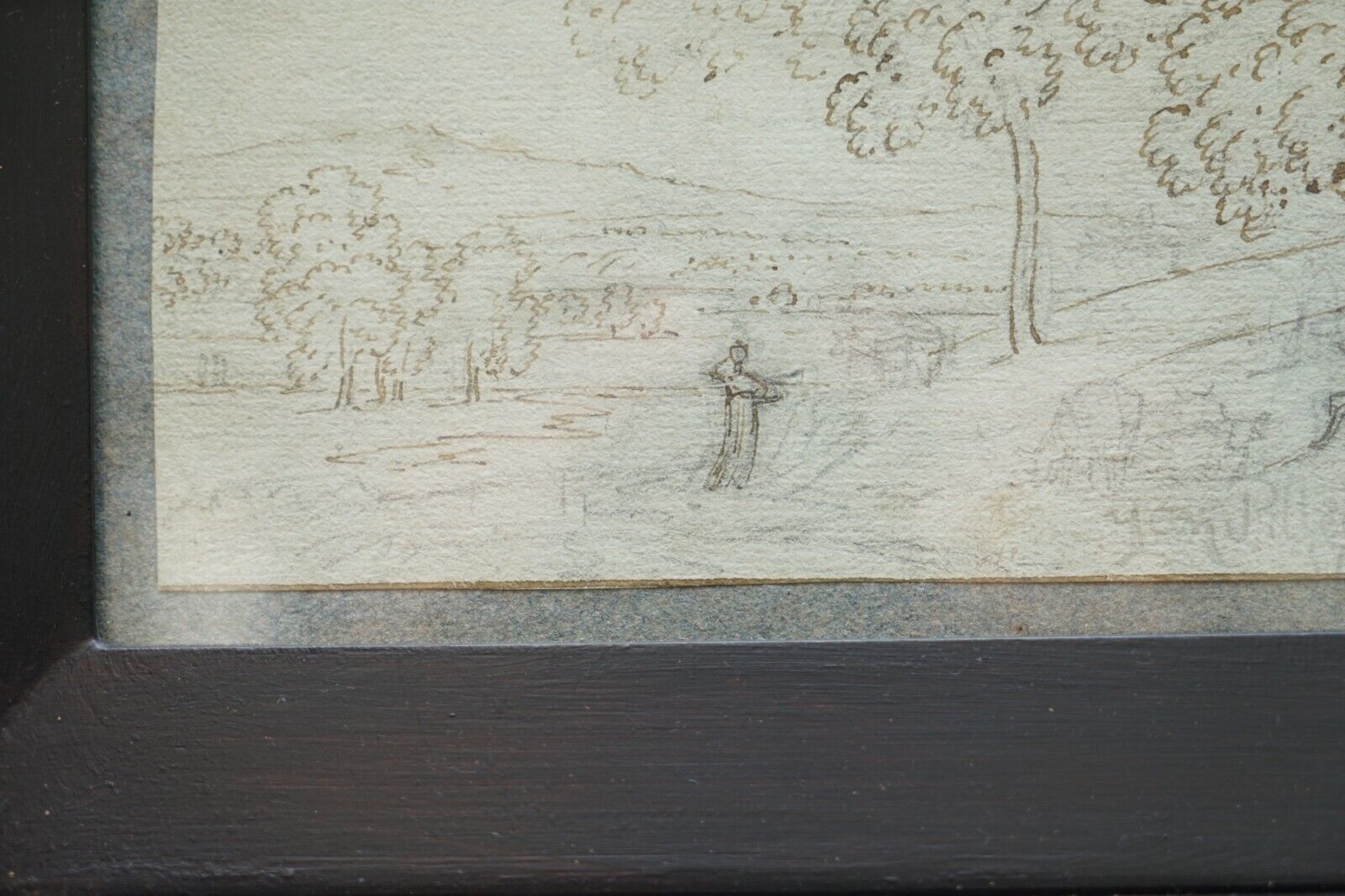 Very Fine Circa 1750 French School Study Of A Classical Landscape Graphite & Pen photo for sale