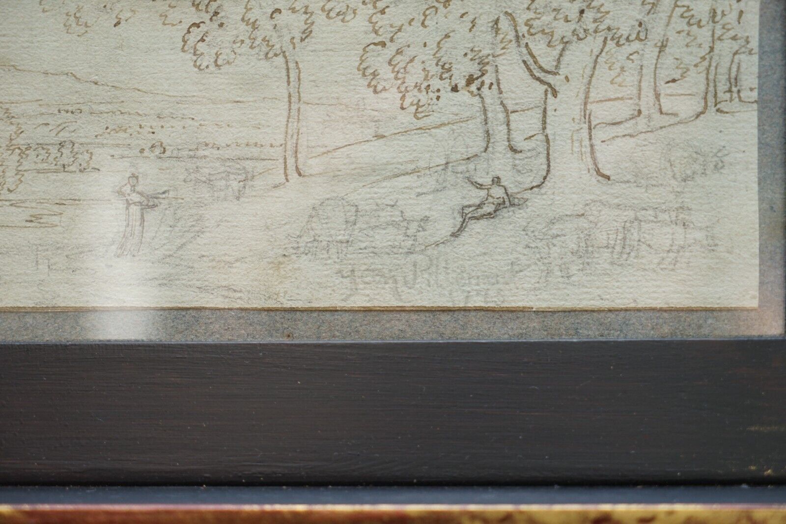 Very Fine Circa 1750 French School Study Of A Classical Landscape Graphite & Pen photo vinterior