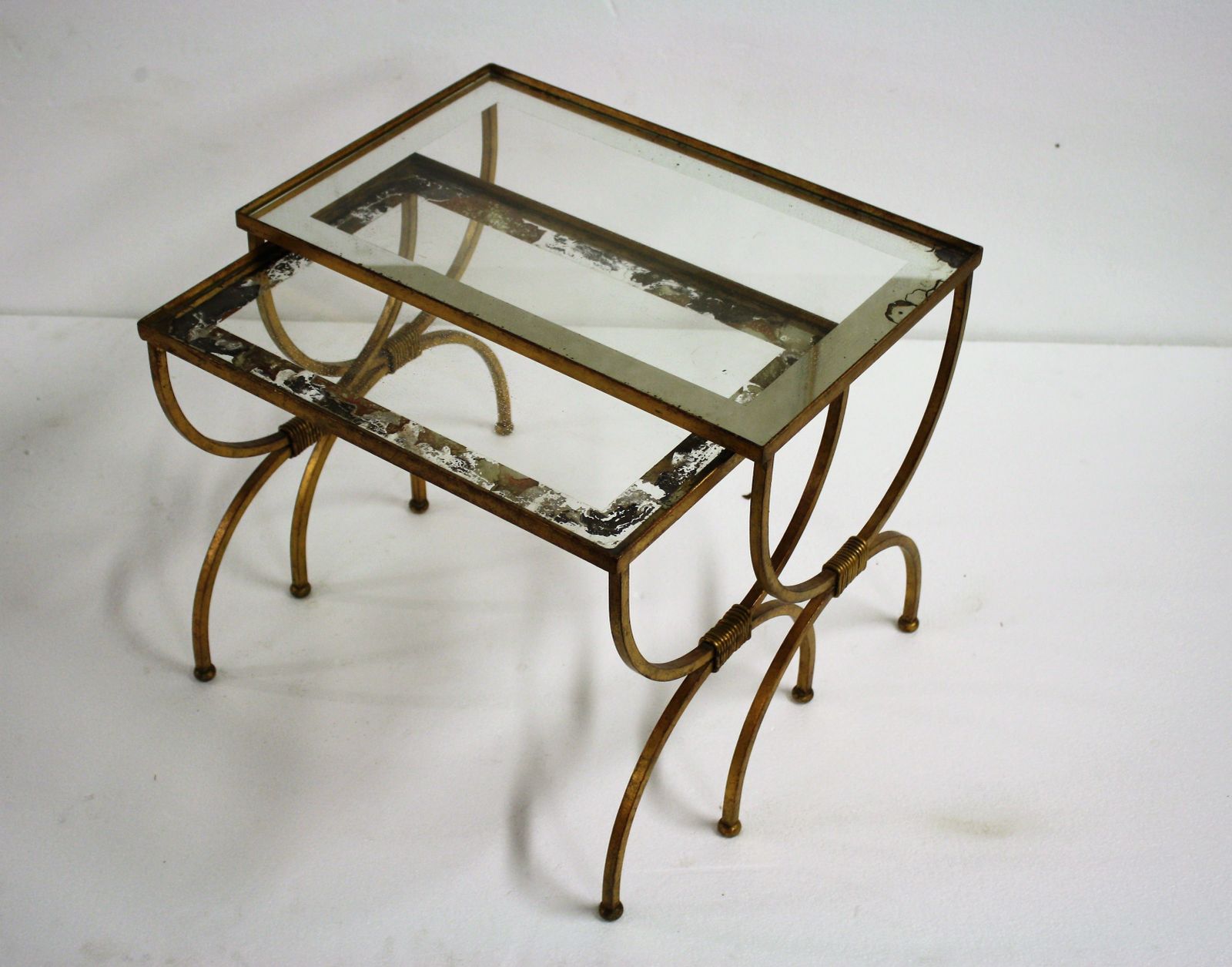 Set Of Gilt Metal Neoclassical Nesting Tables 1960s