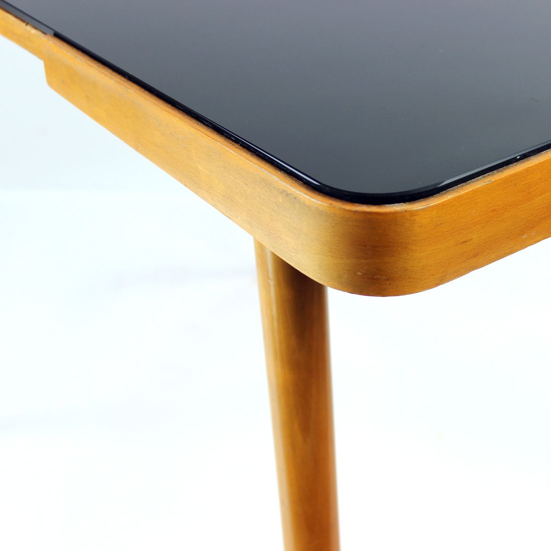 Mid Century Coffee Table In Oak & Black Glass, Czechoslovakia 1960s photo 320.0