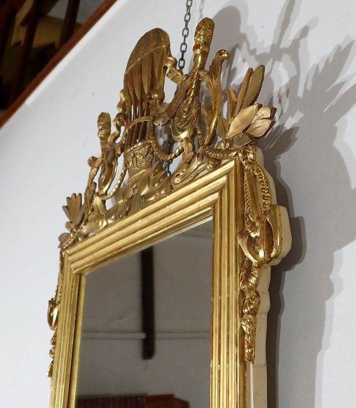 photo furniture Mirror In Wood Gilded With Gold Leaf Louis   19th Century