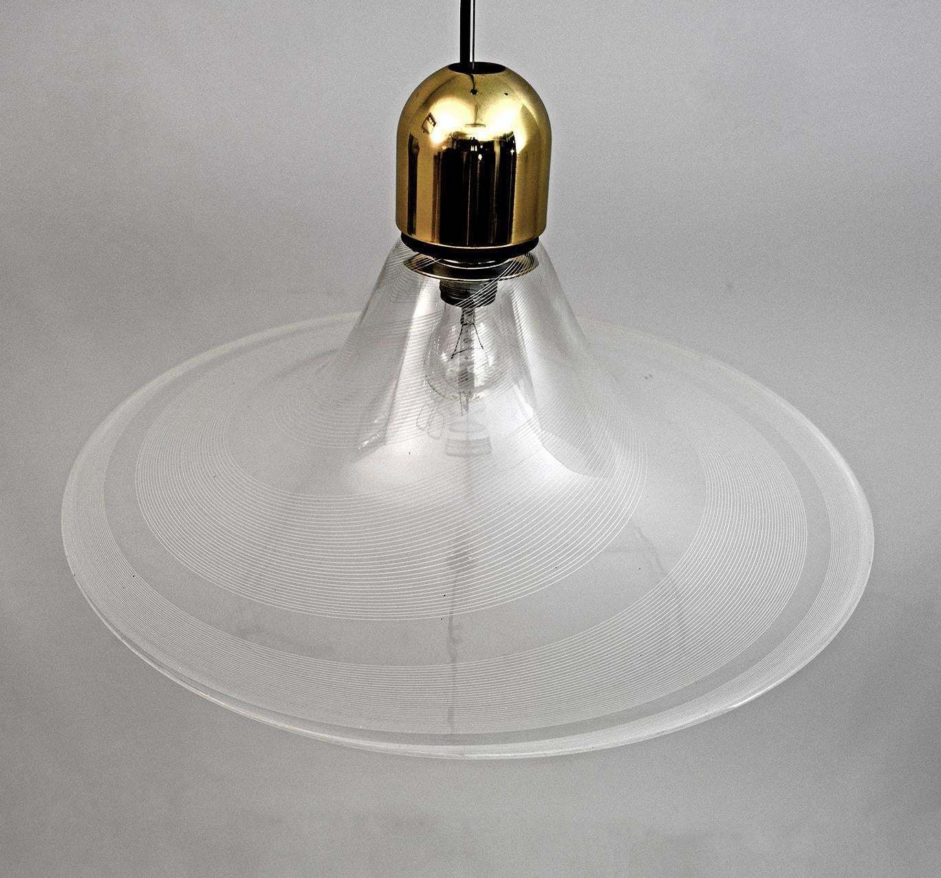Mid Century Modern Italian Murano Spiral Glass Pendant Lamp, 1970s photo 1352.0