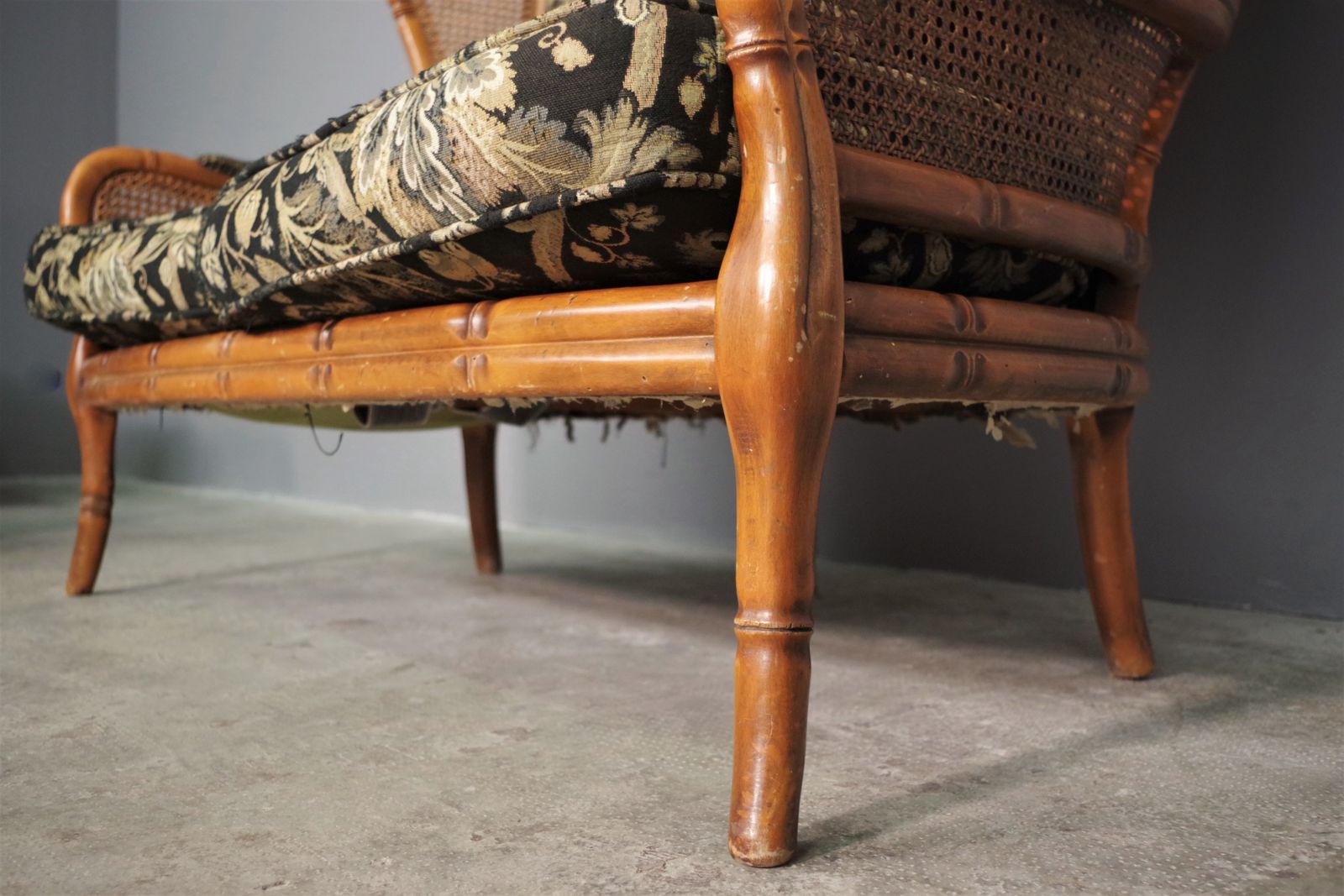 photo vinterior Sofa And 2 Armchairs Set In Bamboo And Wicker From The 1980s