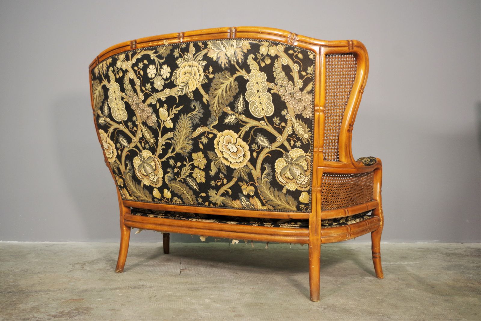 photo buy Sofa And 2 Armchairs Set In Bamboo And Wicker From The 1980s