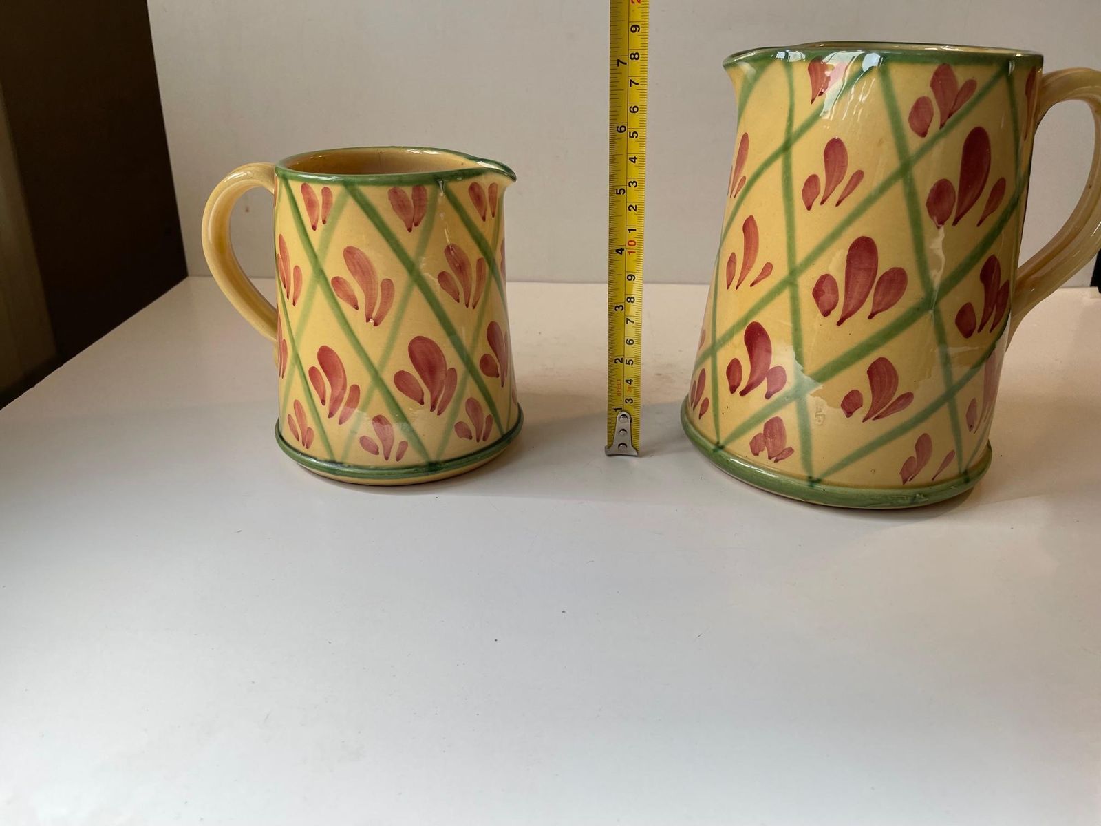 Vintage Italian Hand Painted Pottery Jugs From Lamas, Set Of 2 photo vinterior