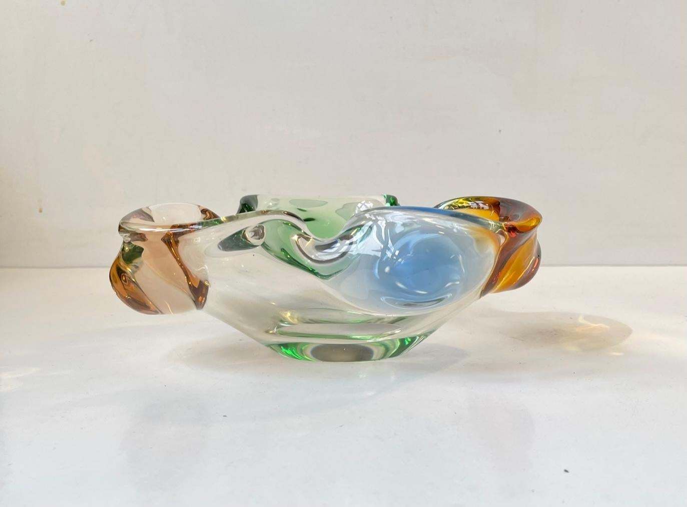 Frantisek Zemek Rainbow Art Glass Dish For Mstisov, Czech 1960s photo 278.0