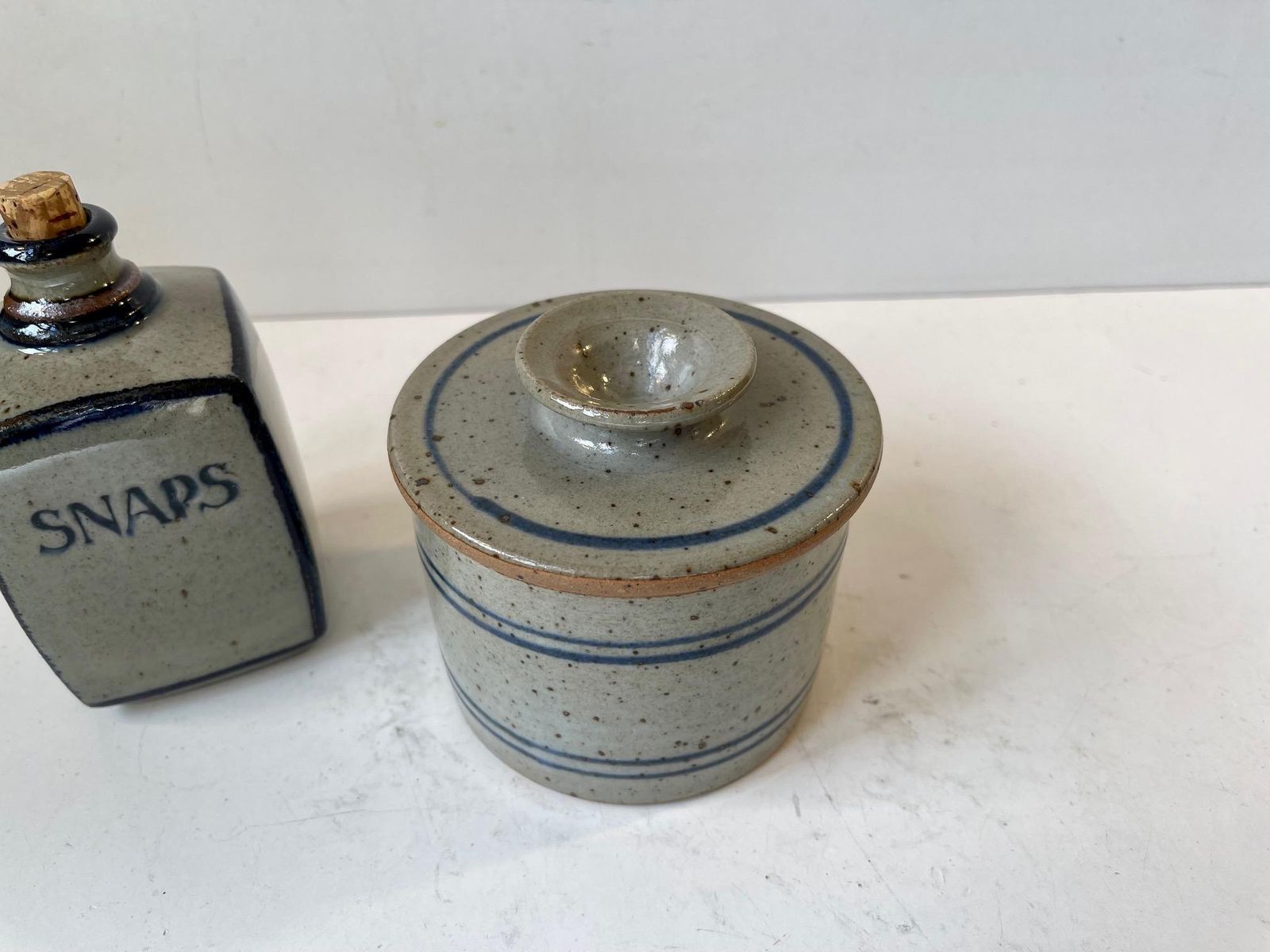 Knabstrup Lidded Jar & Decanter In Glazed Stoneware, Danish, 1970s photo 278.0