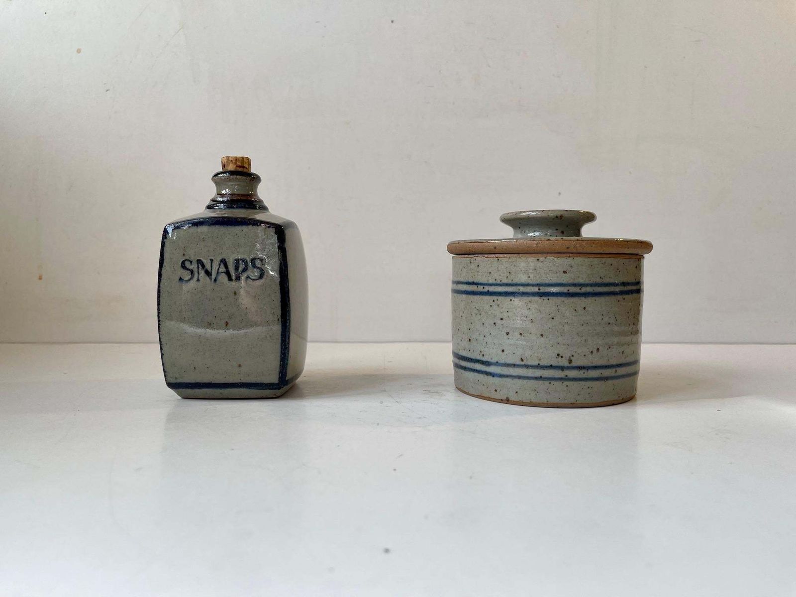 photo furniture Knabstrup Lidded Jar & Decanter In Glazed Stoneware, Danish, 1970s