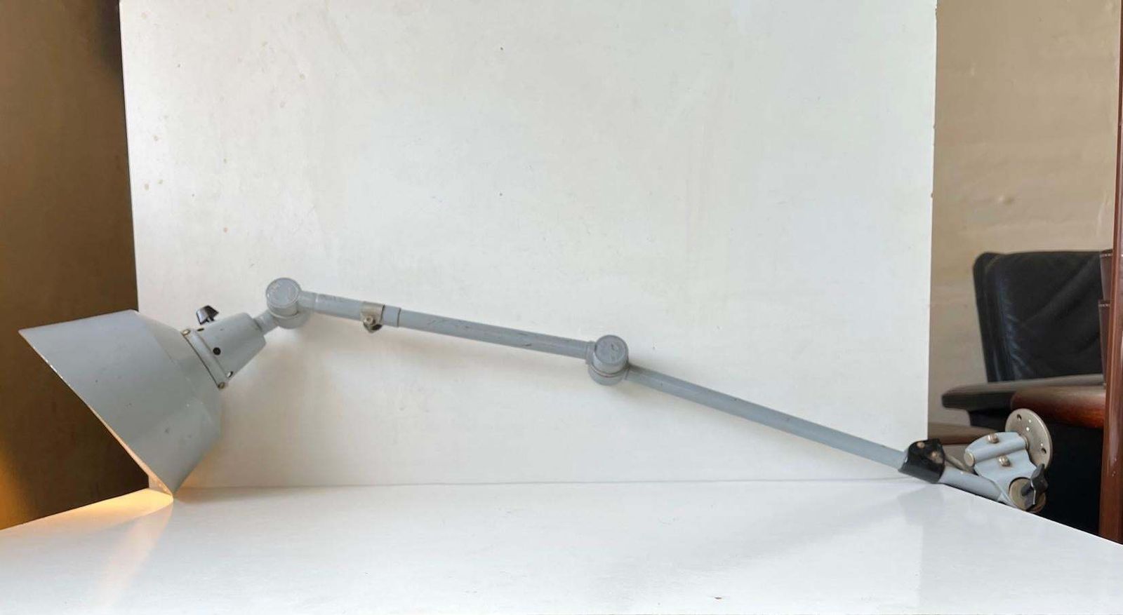 Articulated Grey Industrial Wall Sconce By Curt Fischer For Midgard, 1930s photo Lighting