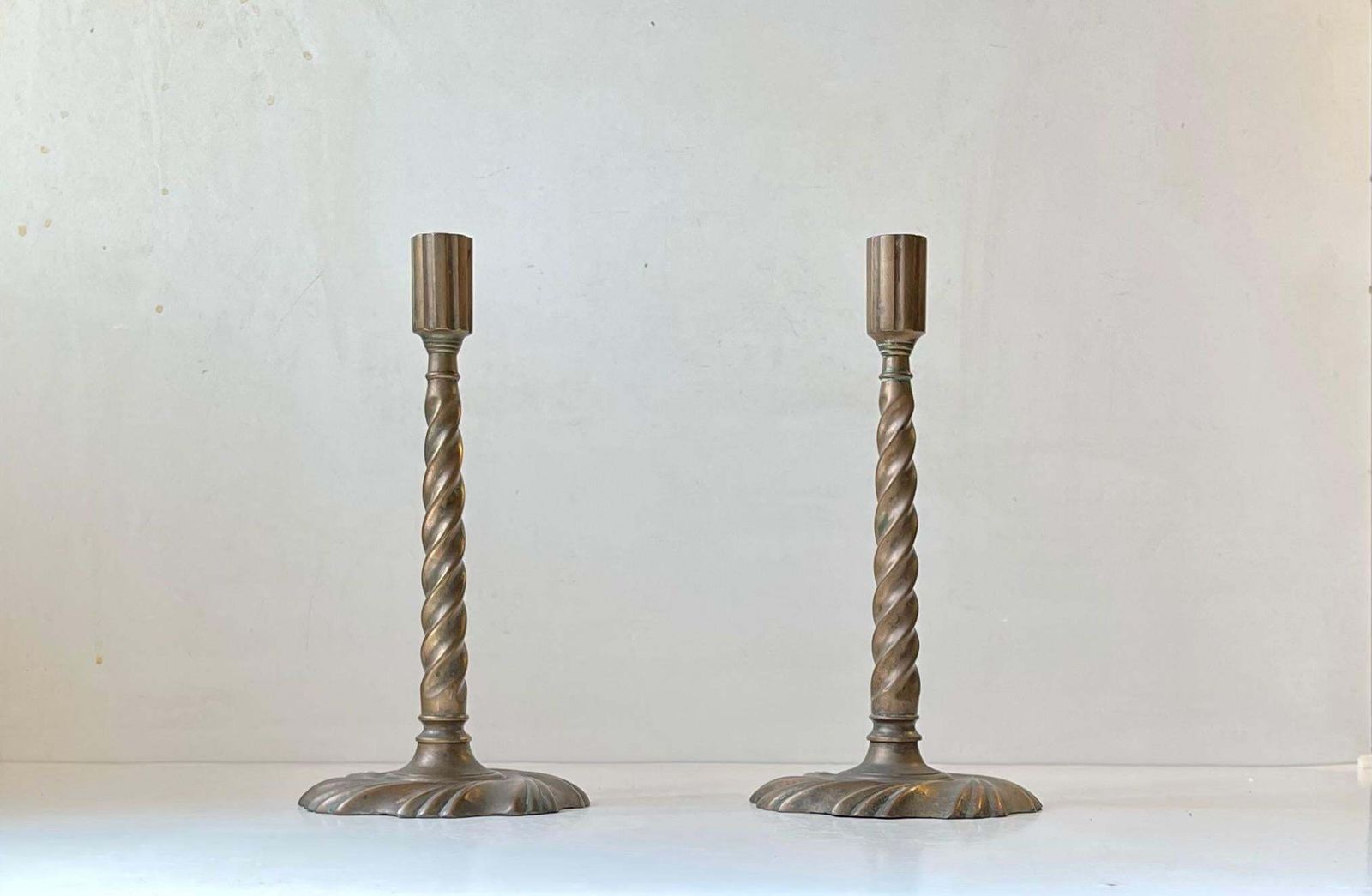 Gothic Twisted Column Candlesticks In Bronze, 19th Century, Set Of 2 photo furniture