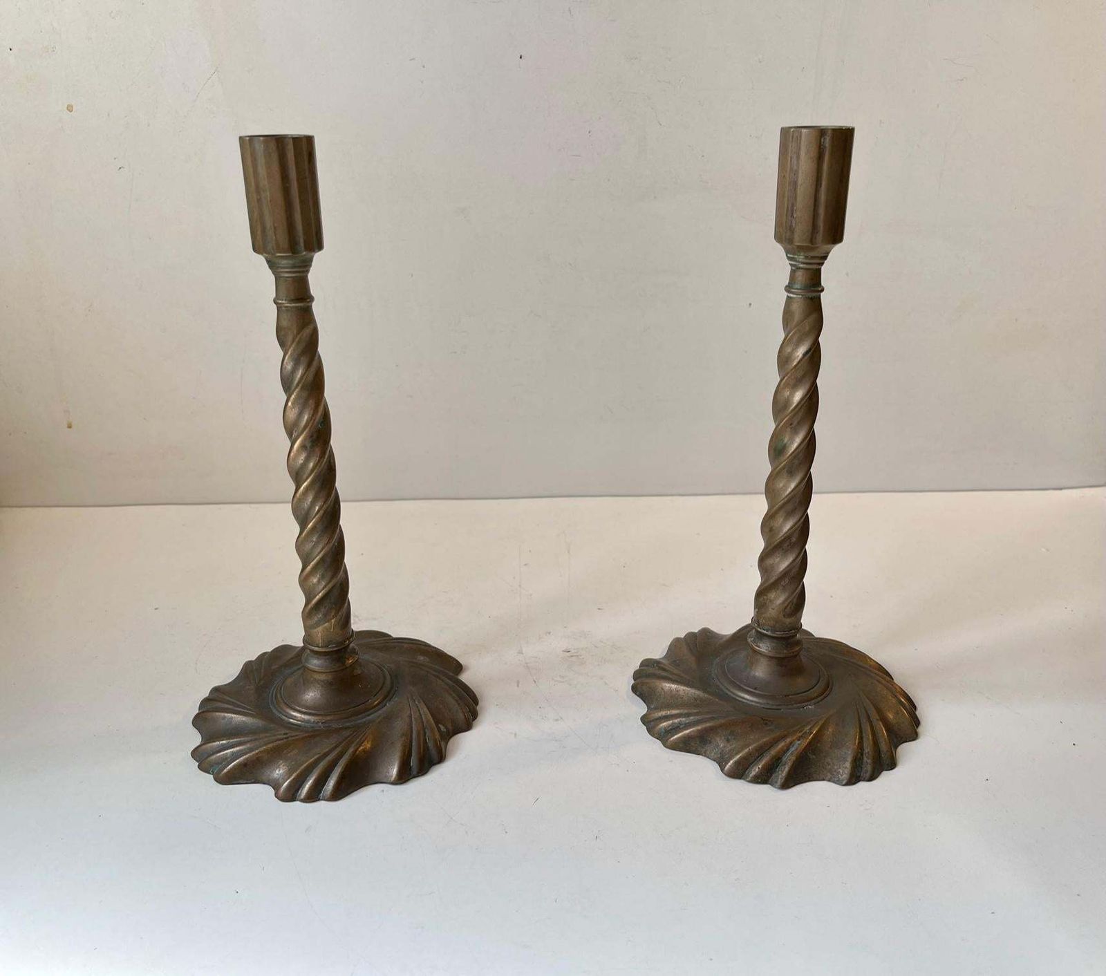 photo furniture Gothic Twisted Column Candlesticks In Bronze, 19th Century, Set Of 2