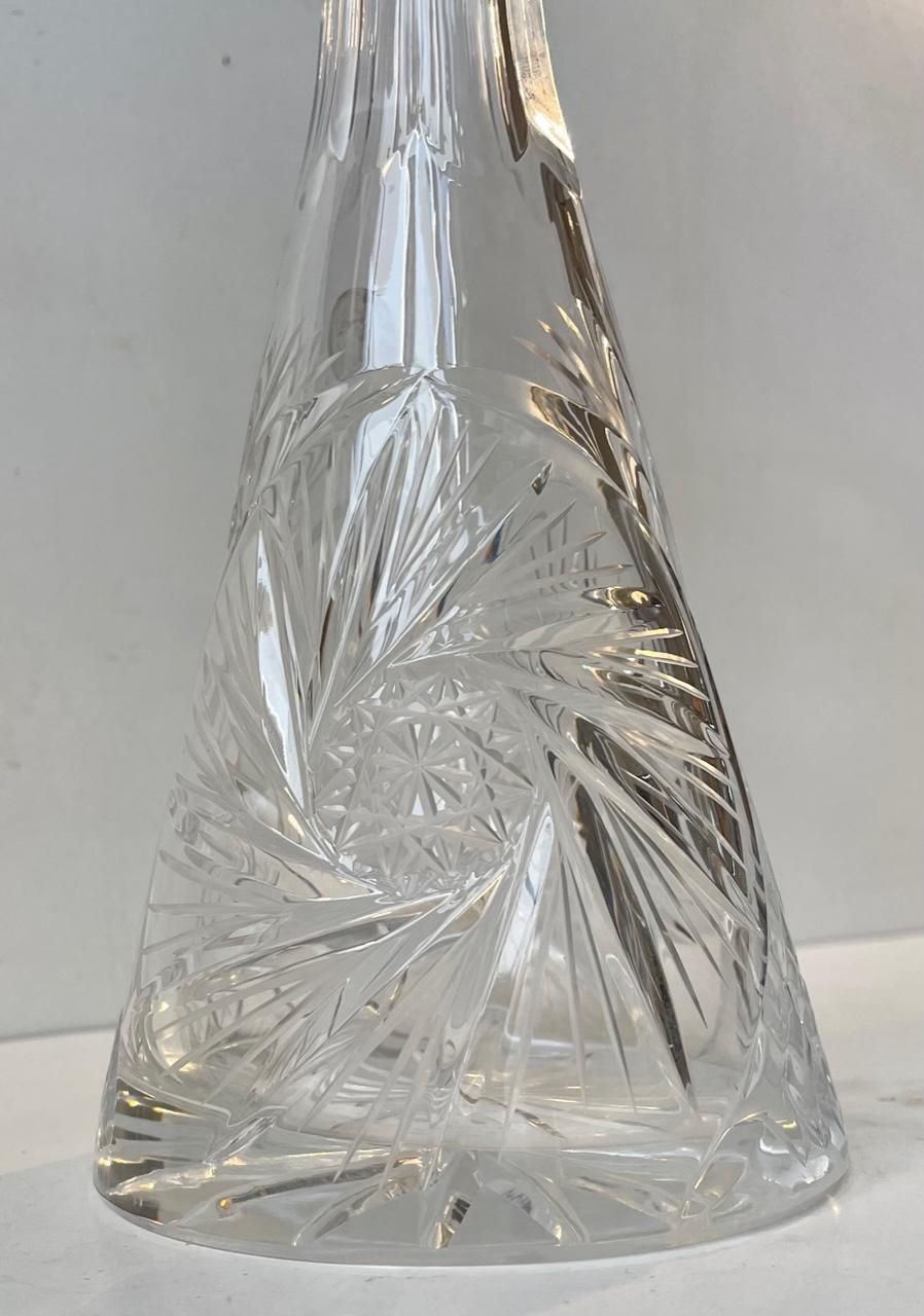 Bohemian Conical Cut Crystal Decanter For Wine, 1960s photo for sale