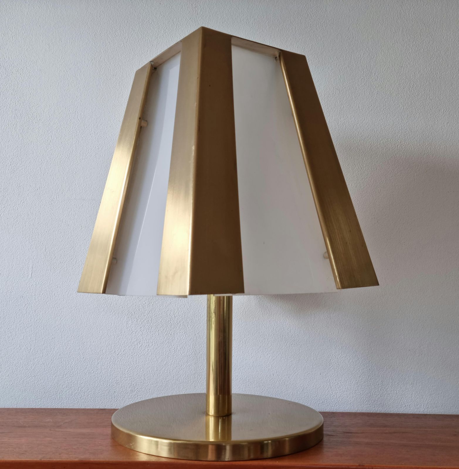 Large Mid Century Brass Table Lamp, 1970s photo furniture