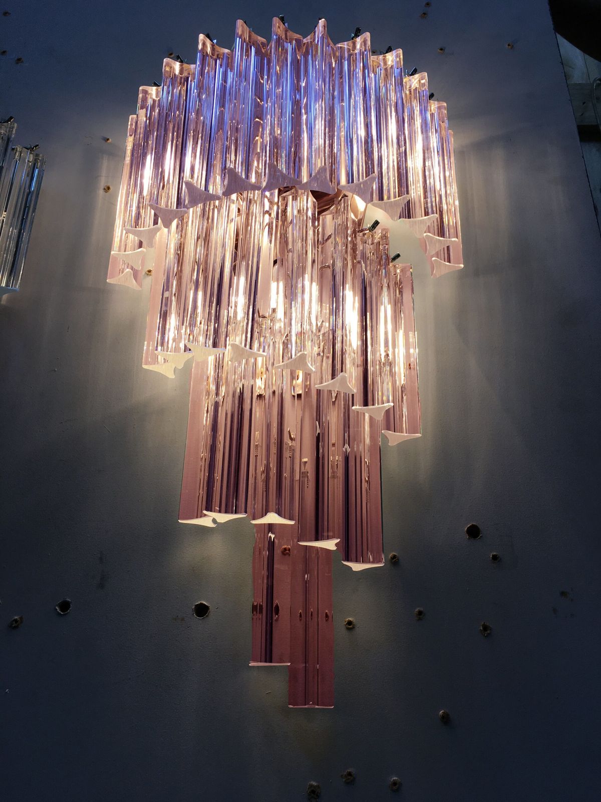 Pink "Triedro" Murano Glass Twister Wall Sconce photo furniture