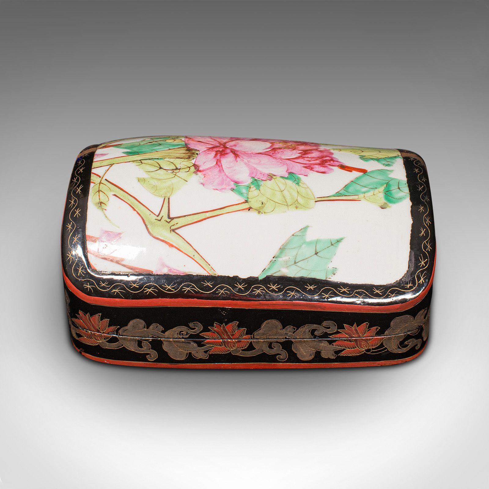 Vintage Dome Top Box, Japanned, Trinket, Jewellery Case photo buy