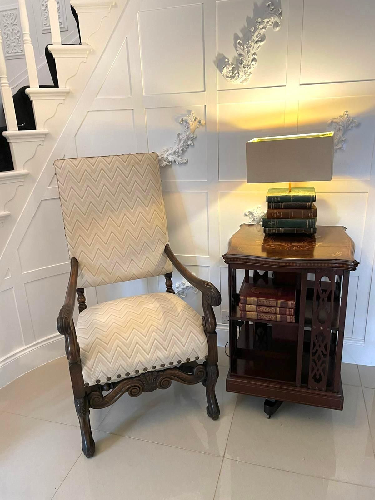 Antique Victorian Quality Carved Oak Armchair photo for sale