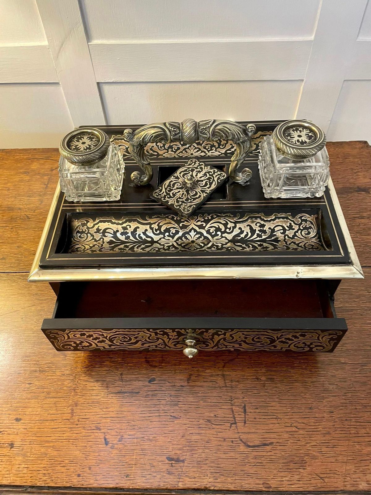 Fine Quality Antique Victorian French Freestanding Inlaid Boulle Desk Set photo Home Decor
