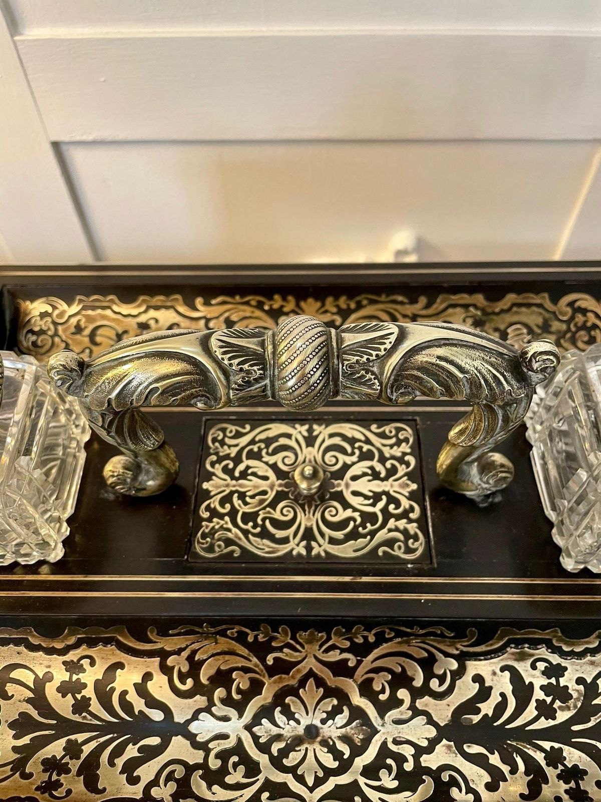 Fine Quality Antique Victorian French Freestanding Inlaid Boulle Desk Set photo buy