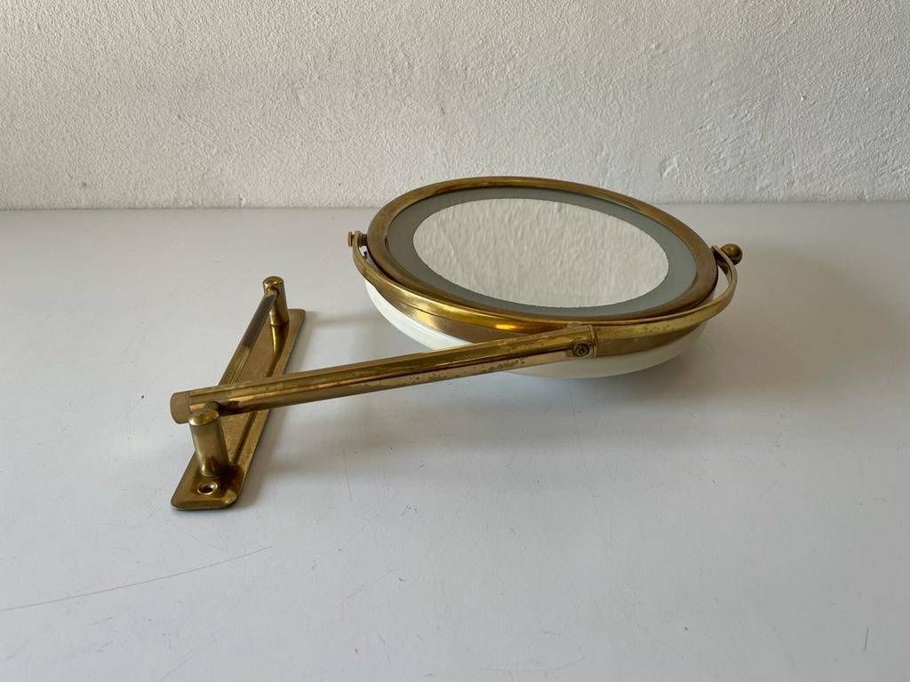 Mid Century Modern Brass   White Metal Body Closer View Excellent Adjustable Mirror, 1960s, Germany photo for sale