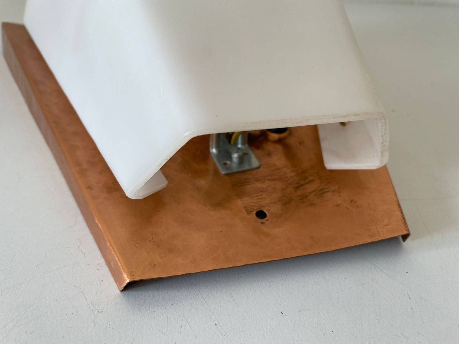 Rare Copper And Plexiglass Pair Of Big/Small Sconces By Weckelweller Werkstätten, 1950s, Germany photo vintage