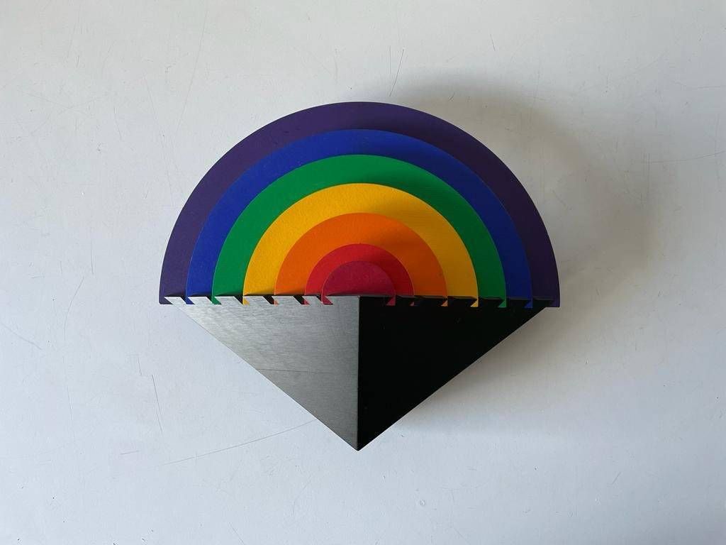 Rainbow Design Wood Night Lamp By Kiener Zürich, In Style Of Memphis Group, 1980s, Switzerland photo for sale