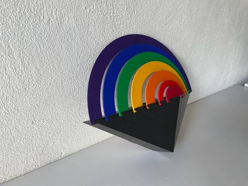 Rainbow Design Wood Night Lamp By Kiener Zürich, In Style Of Memphis Group, 1980s, Switzerland photo 376.96
