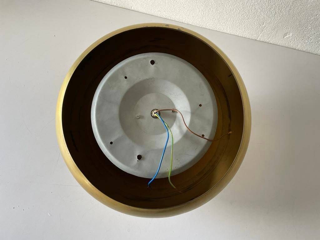 photo furniture Opal Glass & Brass Ufo "Medium Size" Flush Mount Light Or Sconce By Valenti, 1970s, Italy